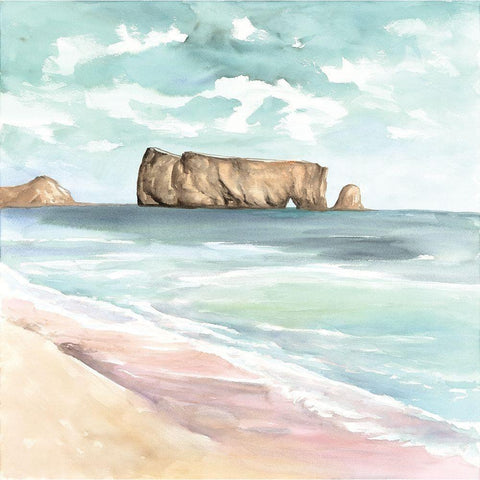 ROCHER PERCÃ© White Modern Wood Framed Art Print by Atelier B Art Studio