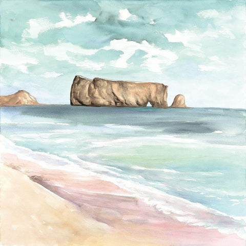 ROCHER PERCÃ© White Modern Wood Framed Art Print with Double Matting by Atelier B Art Studio