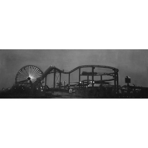 AMUSEMENT PARK Black Modern Wood Framed Art Print with Double Matting by Atelier B Art Studio