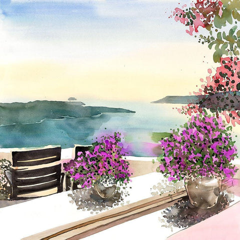 MEDITERRANEAN SEA VIEW Black Modern Wood Framed Art Print by Atelier B Art Studio