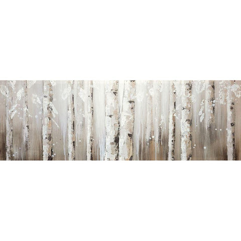 WHITE BIRCHES ON GRAY BACKGROUND Gold Ornate Wood Framed Art Print with Double Matting by Atelier B Art Studio