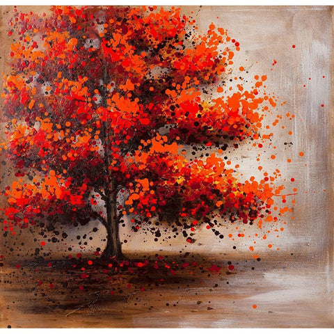 TREE WITH DOTTED LEAVES Gold Ornate Wood Framed Art Print with Double Matting by Atelier B Art Studio