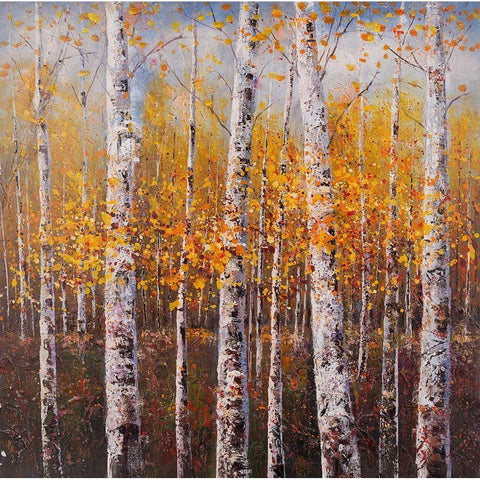 BIRCHES BY SUNNY DAY Gold Ornate Wood Framed Art Print with Double Matting by Atelier B Art Studio