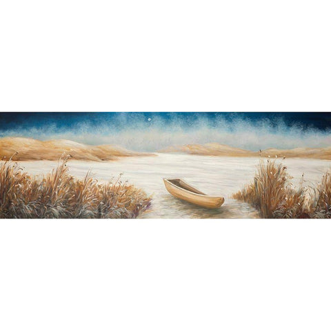 BOAT IN THE MIDDLE OF A SWAMP Gold Ornate Wood Framed Art Print with Double Matting by Atelier B Art Studio