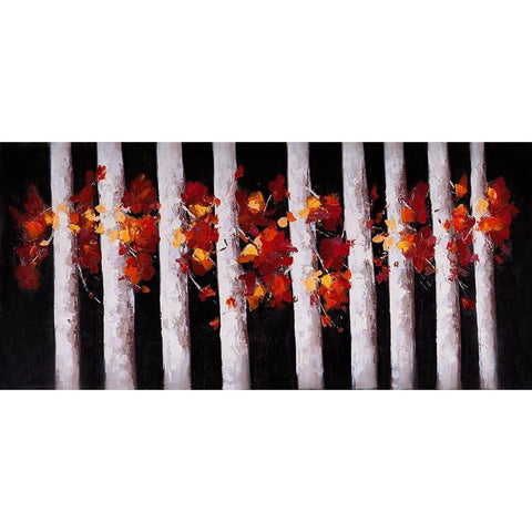 TREES AND FALL LEAVES Gold Ornate Wood Framed Art Print with Double Matting by Atelier B Art Studio