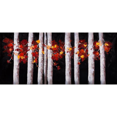 WHITE TREES WITH ORANGE LEAVES White Modern Wood Framed Art Print by Atelier B Art Studio