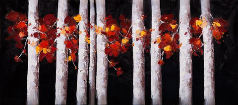 WHITE TREES WITH ORANGE LEAVES Black Ornate Wood Framed Art Print with Double Matting by Atelier B Art Studio