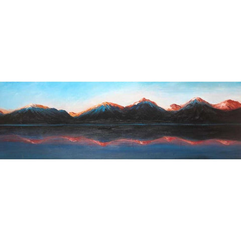 Reflection of the Mountains on the Water White Modern Wood Framed Art Print by Atelier B Art Studio