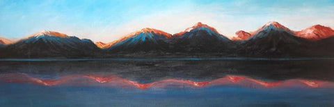 Reflection of the Mountains on the Water Black Ornate Wood Framed Art Print with Double Matting by Atelier B Art Studio