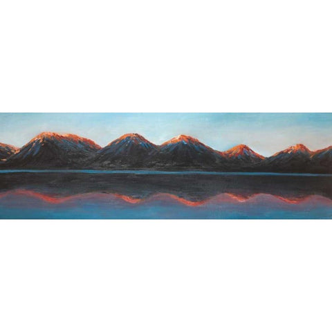 Mountains and Calm Lake Black Modern Wood Framed Art Print with Double Matting by Atelier B Art Studio