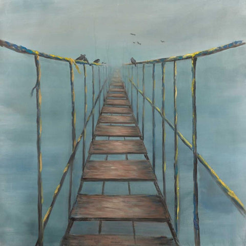 Old and Dangerous Bridge Black Modern Wood Framed Art Print by Atelier B Art Studio