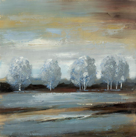 Grey landscape White Modern Wood Framed Art Print with Double Matting by Atelier B Art Studio