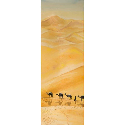 Walking in the Desert White Modern Wood Framed Art Print by Atelier B Art Studio