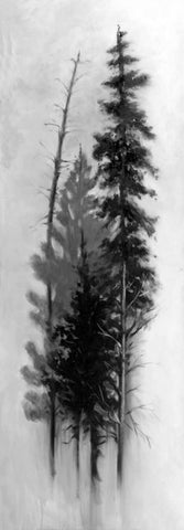 Silhouette of Trees White Modern Wood Framed Art Print with Double Matting by Atelier B Art Studio