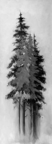 Silhouette of Black and Grey Trees Black Ornate Wood Framed Art Print with Double Matting by Atelier B Art Studio