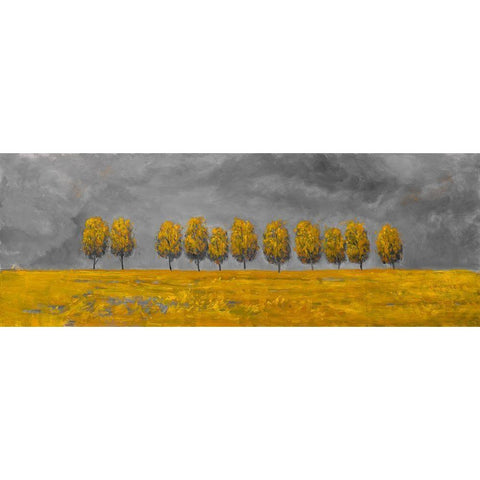 TREES IN A FIELD Gold Ornate Wood Framed Art Print with Double Matting by Atelier B Art Studio