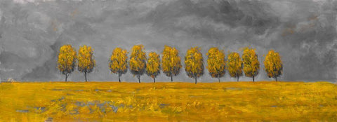 TREES IN A FIELD White Modern Wood Framed Art Print with Double Matting by Atelier B Art Studio