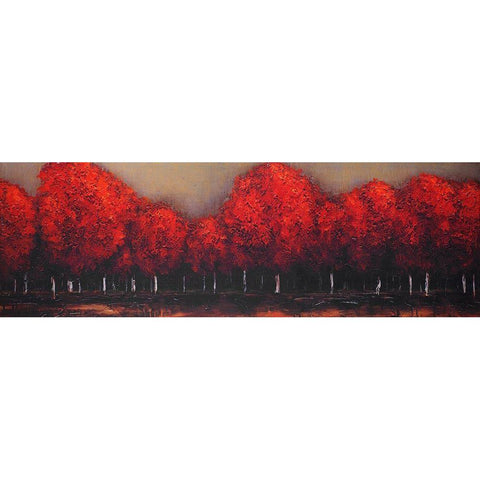 RED TREES BY A DARK DAY Black Modern Wood Framed Art Print with Double Matting by Atelier B Art Studio