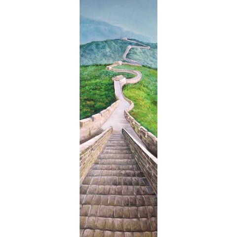 Great Wall of Mutianyu White Modern Wood Framed Art Print by Atelier B Art Studio