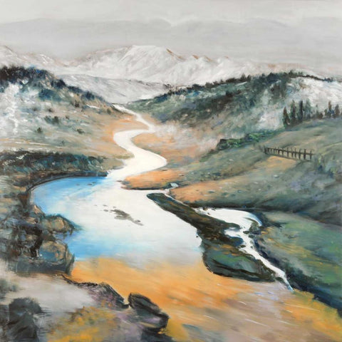 Landscape White Modern Wood Framed Art Print by Atelier B Art Studio