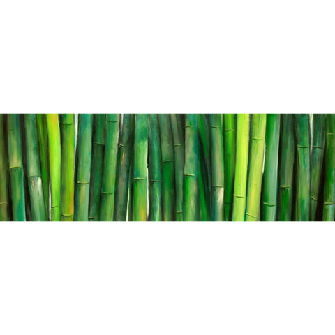 Green Bamboo Black Modern Wood Framed Art Print with Double Matting by Atelier B Art Studio