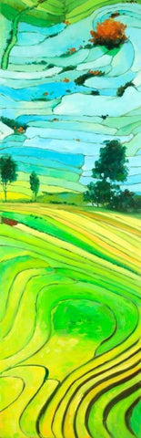 Rice fields to Vietnam Black Ornate Wood Framed Art Print with Double Matting by Atelier B Art Studio