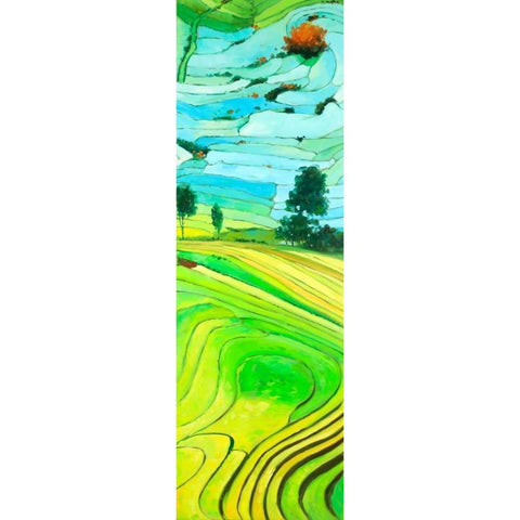 Rice fields to Vietnam Black Modern Wood Framed Art Print with Double Matting by Atelier B Art Studio