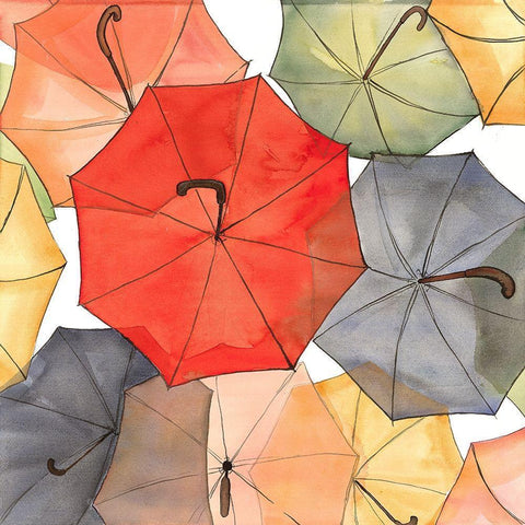 THE UMBRELLAS OF PETIT CHAMPLAIN Black Modern Wood Framed Art Print with Double Matting by Atelier B Art Studio