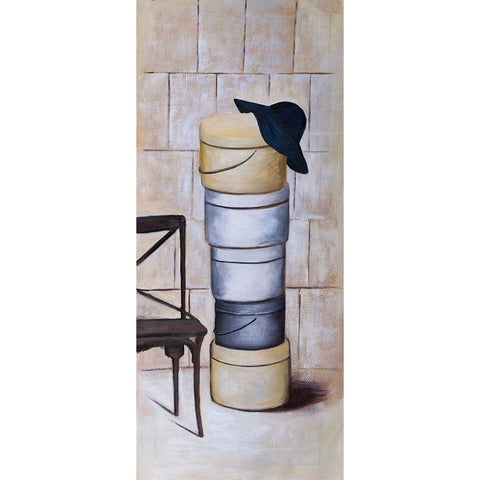 HAT BOXES White Modern Wood Framed Art Print by Atelier B Art Studio