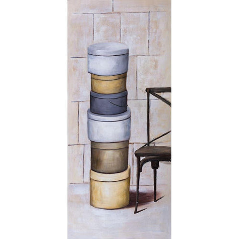 OLD HAT BOXES White Modern Wood Framed Art Print by Atelier B Art Studio