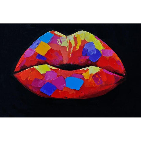 COLORFUL LIPSTICK Black Modern Wood Framed Art Print with Double Matting by Atelier B Art Studio