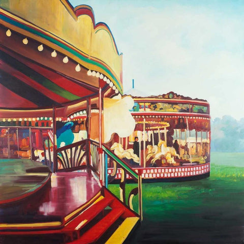 Carousel in a Carnaval Black Modern Wood Framed Art Print with Double Matting by Atelier B Art Studio