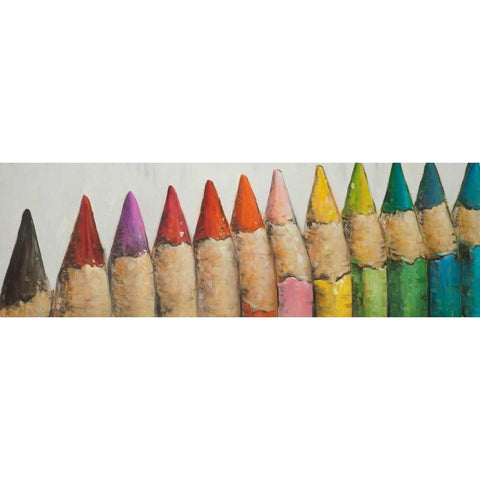 Colouring Pencils Close-up View White Modern Wood Framed Art Print by Atelier B Art Studio