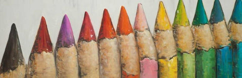 Colouring Pencils Close-up View Black Ornate Wood Framed Art Print with Double Matting by Atelier B Art Studio