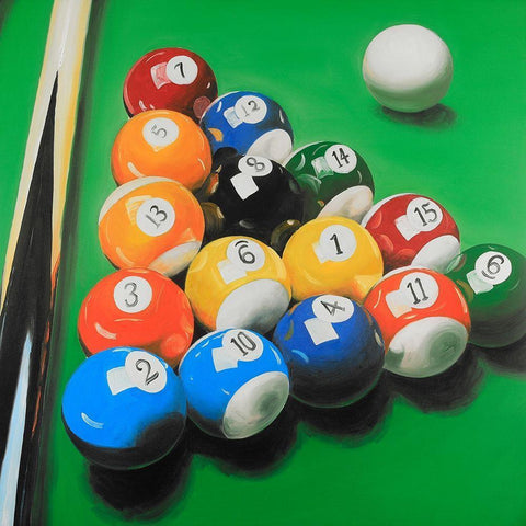 Pool Table with Ball Formation Gold Ornate Wood Framed Art Print with Double Matting by Atelier B Art Studio