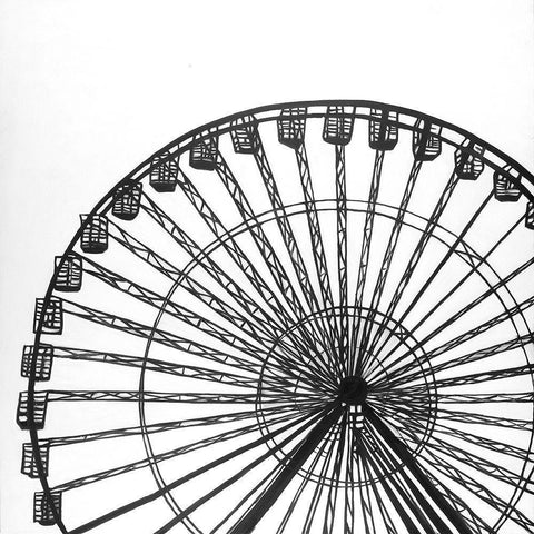 Monochrome Ferris Wheel Black Modern Wood Framed Art Print with Double Matting by Atelier B Art Studio