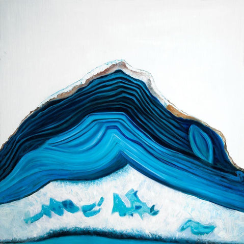 BLUE GEODE PROFILE Black Ornate Wood Framed Art Print with Double Matting by Atelier B Art Studio