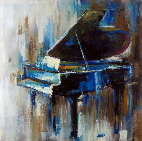 Abstract grand piano White Modern Wood Framed Art Print with Double Matting by Atelier B Art Studio