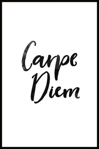 CARPE DIEM White Modern Wood Framed Art Print with Double Matting by Atelier B Art Studio