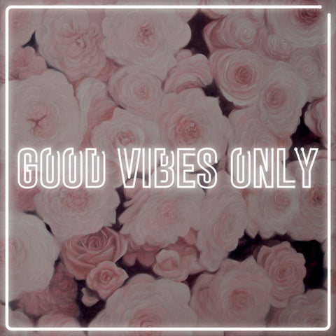 GOOD VIBES ONLY - ROSES White Modern Wood Framed Art Print with Double Matting by Atelier B Art Studio