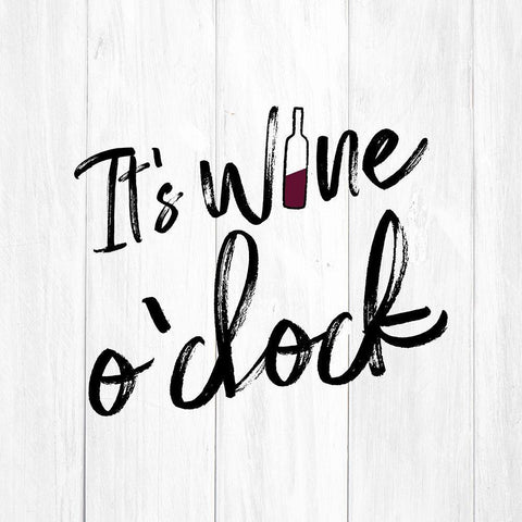 Its Wine Oclock White Modern Wood Framed Art Print with Double Matting by Atelier B Art Studio