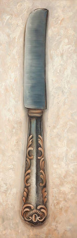 Vintage Butter Knife Black Ornate Wood Framed Art Print with Double Matting by Atelier B Art Studio