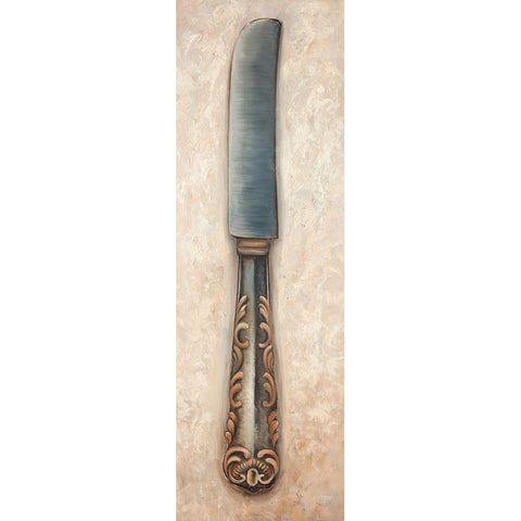 Vintage Butter Knife Gold Ornate Wood Framed Art Print with Double Matting by Atelier B Art Studio