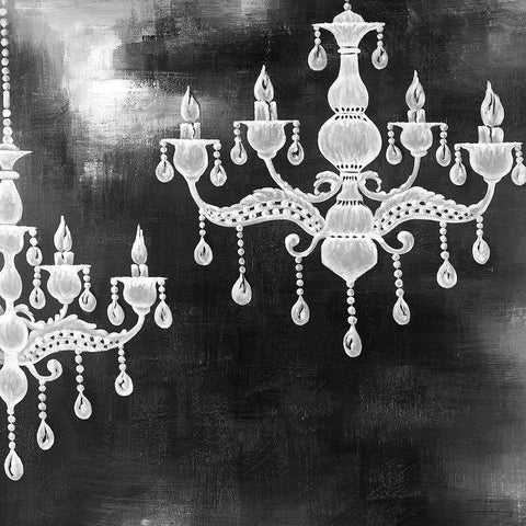 WHITE CHANDELIERS Black Ornate Wood Framed Art Print with Double Matting by Atelier B Art Studio