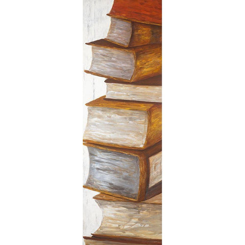 PILE OF BOOKS White Modern Wood Framed Art Print by Atelier B Art Studio