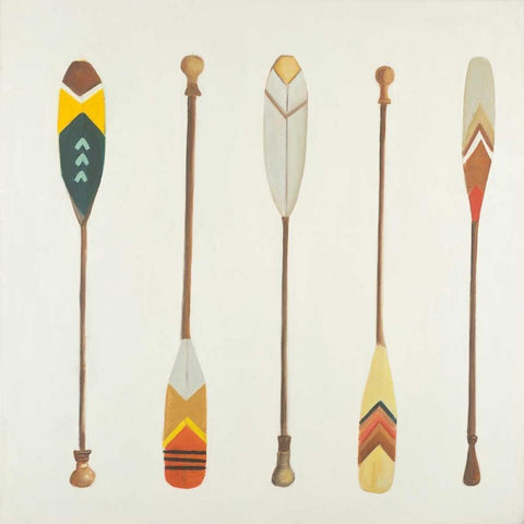 Canoe Paddles White Modern Wood Framed Art Print with Double Matting by Atelier B Art Studio