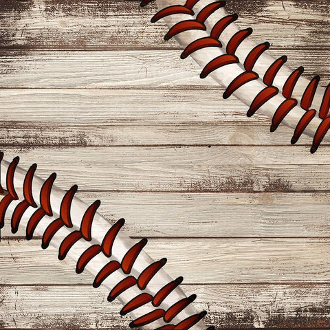 BASEBALL BALL ON WOOD Black Ornate Wood Framed Art Print with Double Matting by Atelier B Art Studio