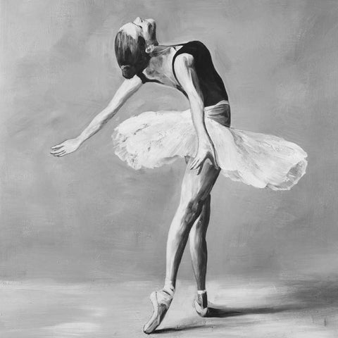 Classic Ballet Dancer White Modern Wood Framed Art Print by Atelier B Art Studio