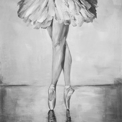 Ballerina Classic Steps White Modern Wood Framed Art Print with Double Matting by Atelier B Art Studio