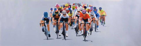 Cycling Competition Black Ornate Wood Framed Art Print with Double Matting by Atelier B Art Studio